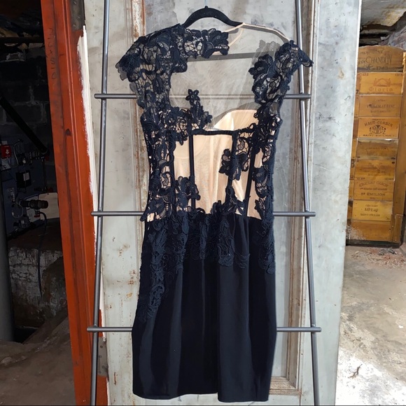 chinese dress ladies Long lingerie-style dress in silk with black and white lace